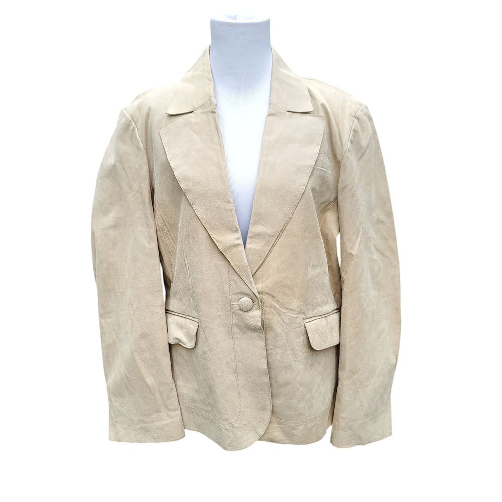 Pamela McCoy Tan Biege Suede Jacket Coat Blazer Sz 1X